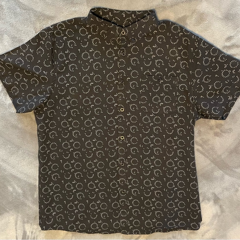 Ezekiel Black Casual Button Down Shirt with Geometric Pattern